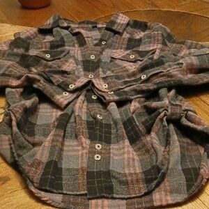 Plaid Womens Shirt - Black and Pink